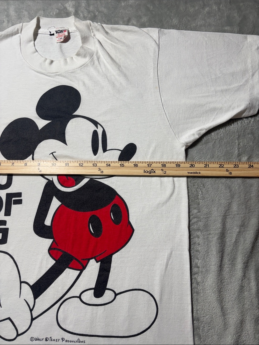 Vintage 80s Mickey Mouse U of G T Shirt Mens L Collegiate Pacific Disney USA - Picture 8 of 11
